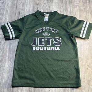NWOT New York Jets NFL Youth Boys Green Logo Jersey Shirt Size Large  (12-14)